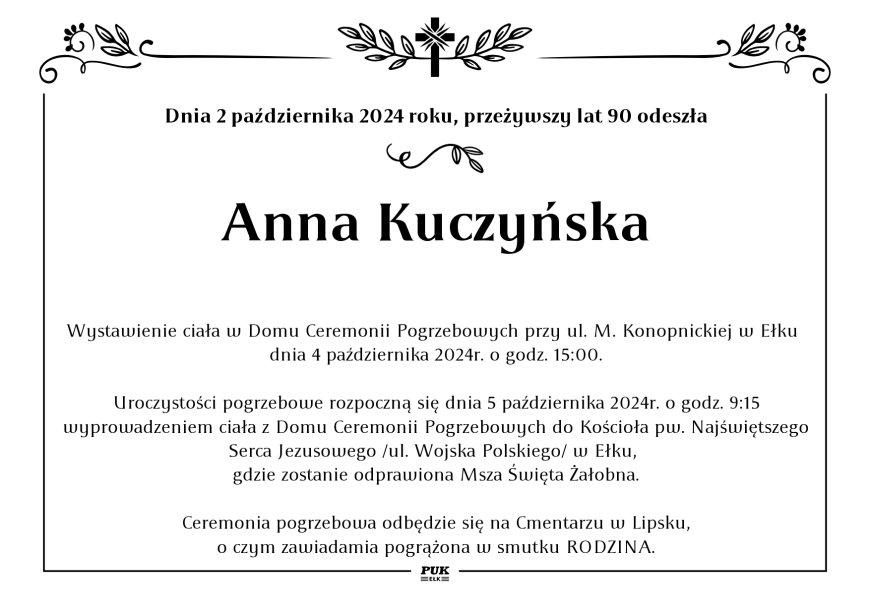 Anna Kuczyńska - nekrolog